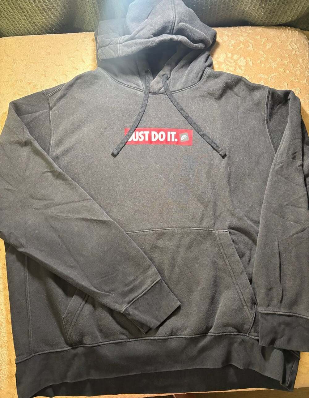 Nike Just Do It Box Logo Pullover Hoodie Black Men's XL BV5094-010